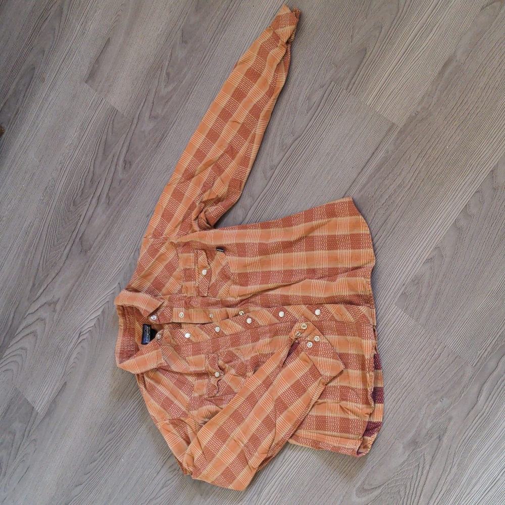 Patagonia organic cotton western plaid shirt pearl snap